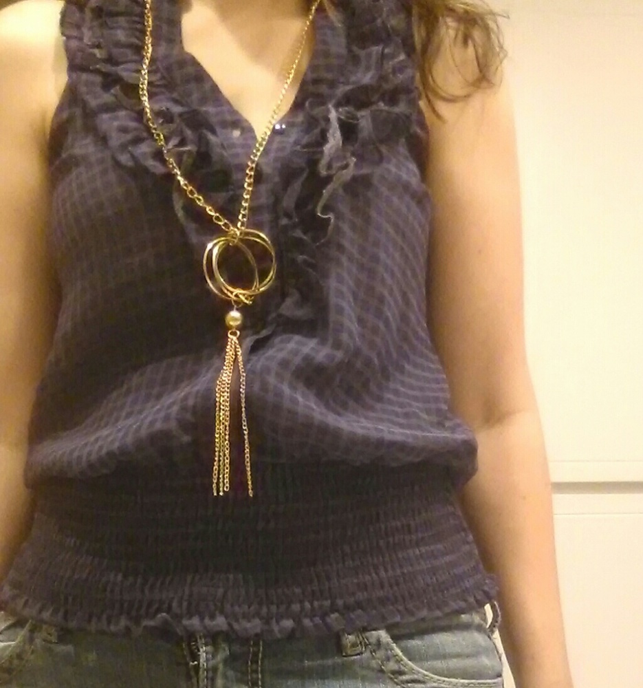 Papaya dressy blue tank shirt, small